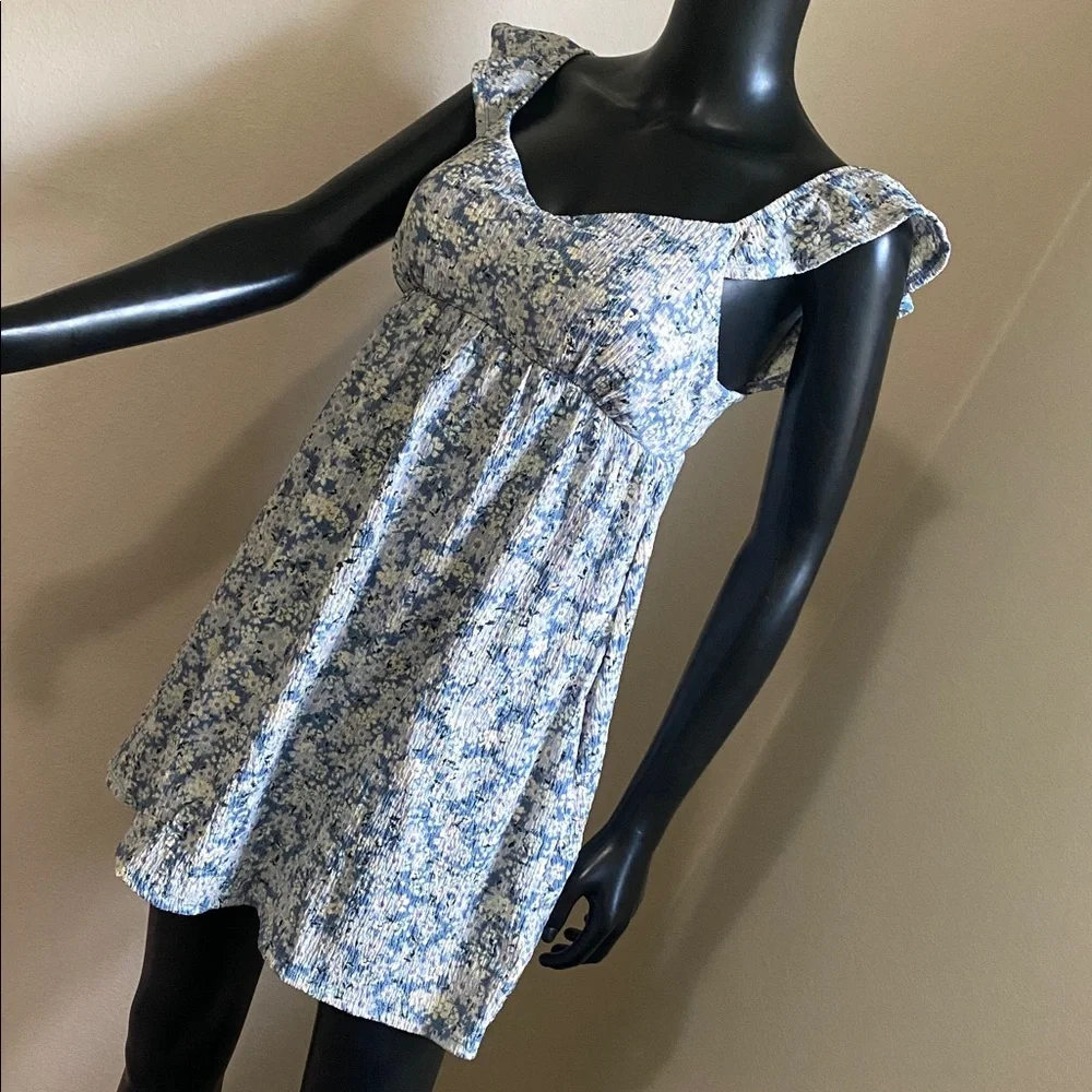 Blue Floral Sundress with Ruffled Straps and Pockets! - Picture 6 of 14
